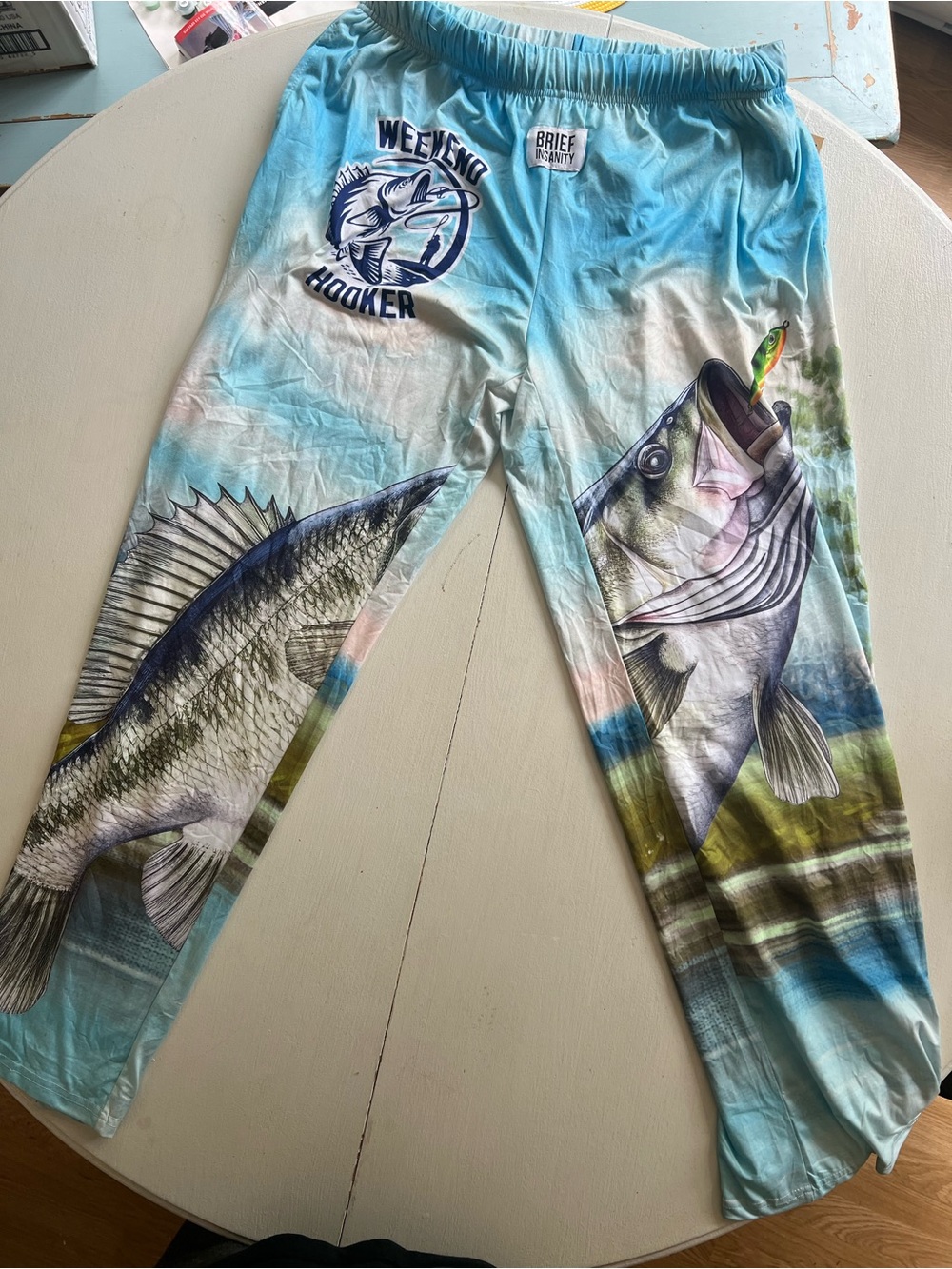 Blue 'Weekend Hooker' Fishing Print Bottoms